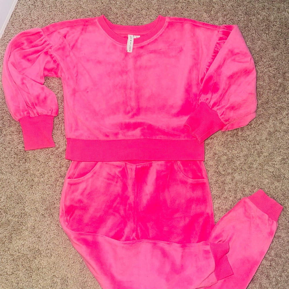 Janie and Jack Pink Kids Matching Set velour